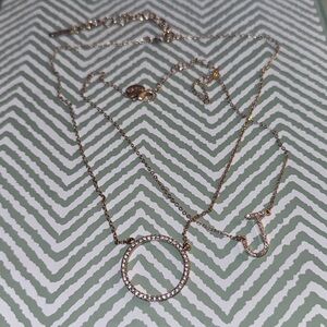 Nine West Gold Circle Necklace 20” & Gold J Claire’s Necklace 18.5”